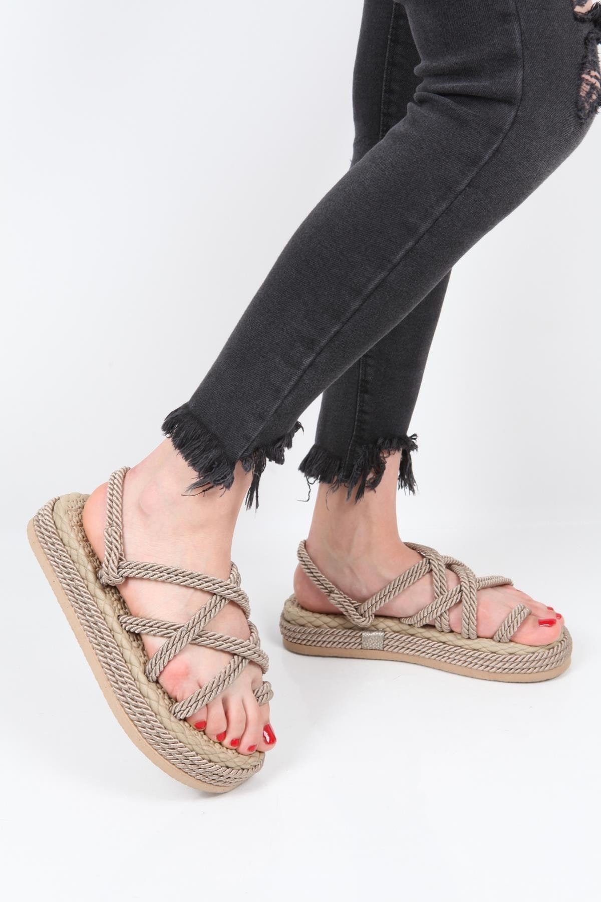 100% handgemaakte touw sandalen vrouwen sandalen vrouwen - Etsy Nederland