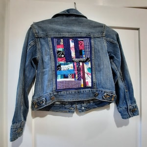 Upcycled Denim Jacket: GapKids Patchwork Fabric Art (Size M)