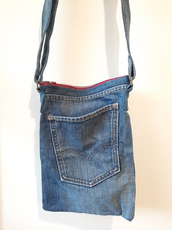 Upcycled Denim Cross Body Messenger Bag, Bluejeans Cross