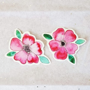 Pegatina de flor de acuarela rosa, pegatina de flor púrpura, vinilo de flores, calcomanía de flores, pegatina de botella de agua de flores, pegatina de planificador de flores