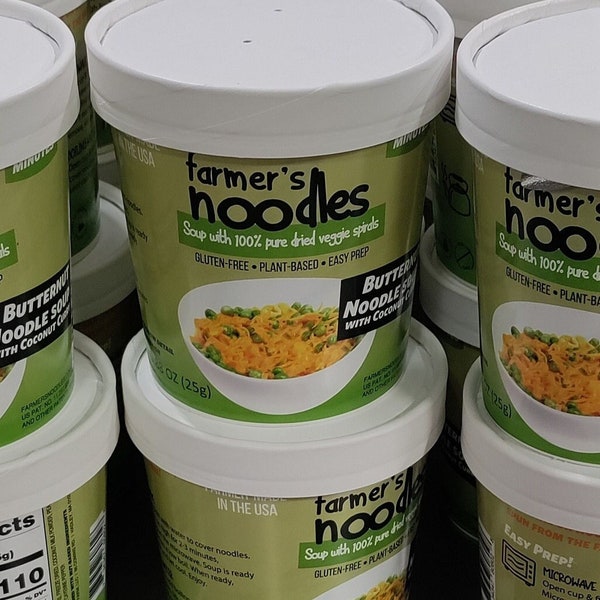 12 Pack of Farmer's Noodles - Butternut Squash Coconut Curry Soup - The Ramen Noodle Alternative.  Made In USA / Farm to Table, Plant Based