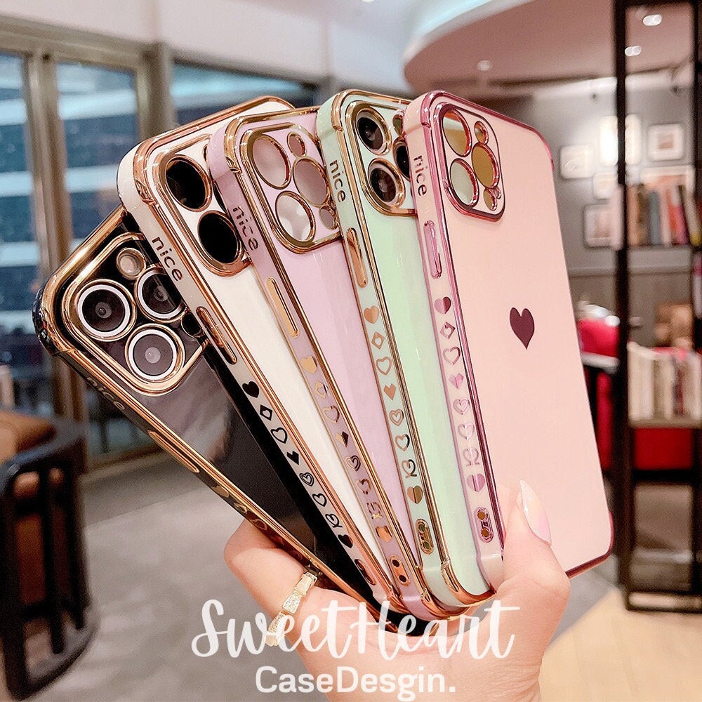 Cute Heart Electroplate Iphone 13 12 11 Pro Max Case Iphone 13 Etsy Uk
