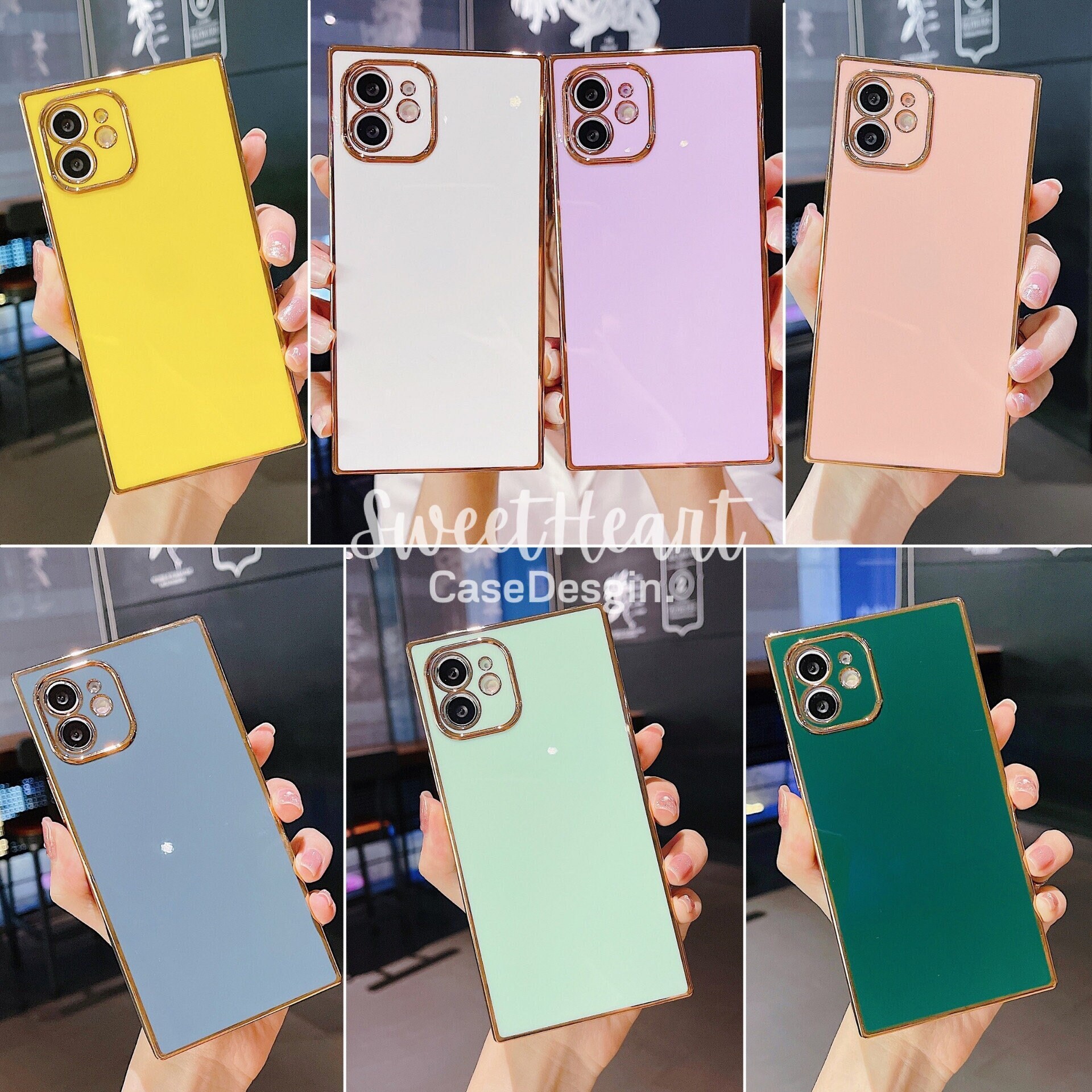 Square Electroplate Iphone 13 12 11 Pro Max Case Iphone 13 12 Etsy Finland