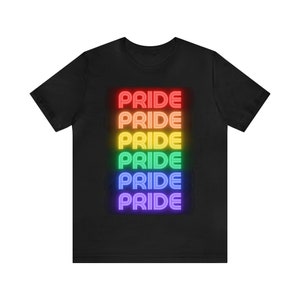 Pride Neon, Regenbogen Neon, LGBTQ, Trendy Pride Herren Jersey Kurzarm T-Shirt