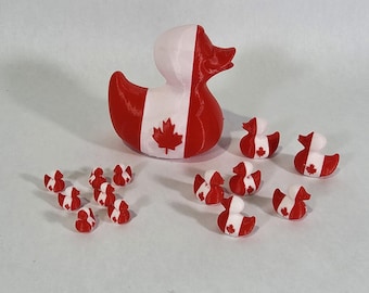 Canadian Flag Plastic Ducks | Canadian Lucky Duck 3D Printed Toy | Maple Leaf Soccer World Cup