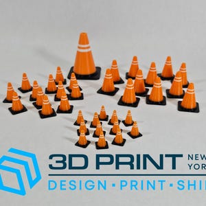Paquete de 12 mini conos de tráfico con colores personalizados, mini pilón de seguridad impreso en 3D, accesorio para coche RC en miniatura.