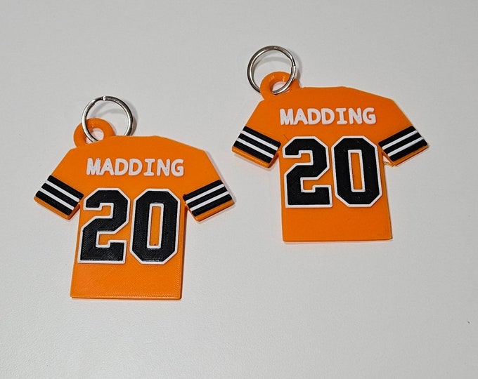 Personalized Sports Jersey Key Chain Name and Number Custom 3D Print  Gift for Football Softball Soccer Hockey Basketball Fan