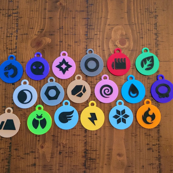 Pokemon Energy Type Keychain 3D Printed Choose Your Own Colors. Pokémon Anime Fan Gift