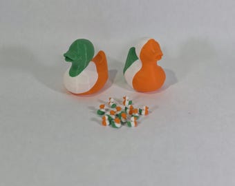 Mini-canards en plastique avec drapeau irlandais | Jouet irlandais imprimé en 3D | Saint-Patrick | Collecte de canards | Esquive de camion| Croisières | Événements du patrimoine irlandais