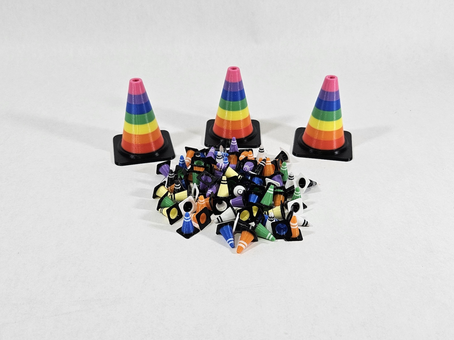 12 Pack Mini Traffic Cones Custom Colors | 3D Printed Tiny Safety Pylon ...
