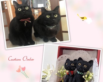 Custom Cat Portrait made by Felt | Memorial sculpture / replica of your pet | Gift for cat lover | Miniature Cat | Personalized Cat Craft