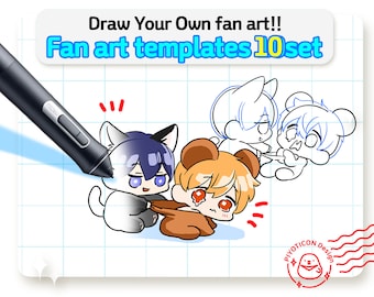 DRAWING GUIDE templates set10 /cute anime style/fanart/ chibi pose/ kawaii drawing/