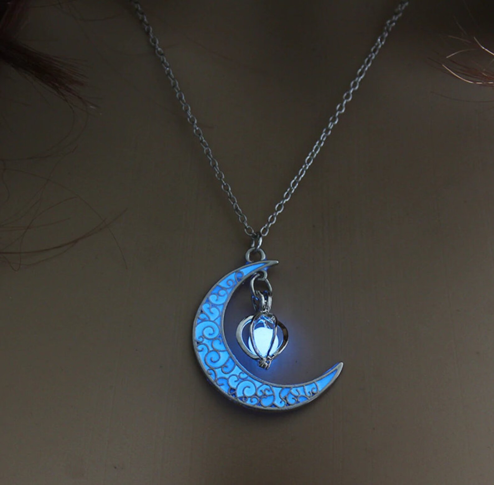 Sparkling Moon Necklace for Women Silver Plated Jewelry Etsy