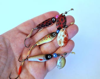 Set di 3 pezzi. Esche rotanti fatte a mano.