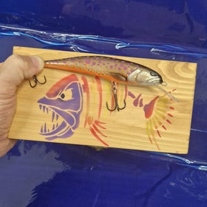 Premium Gift for Anglers . 140mm Handmade Fishing Lure in Wooden Gift Box .