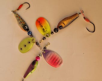 Set di 3 pezzi. Esche rotanti fatte a mano. Spinner da pesca. Trota Sp