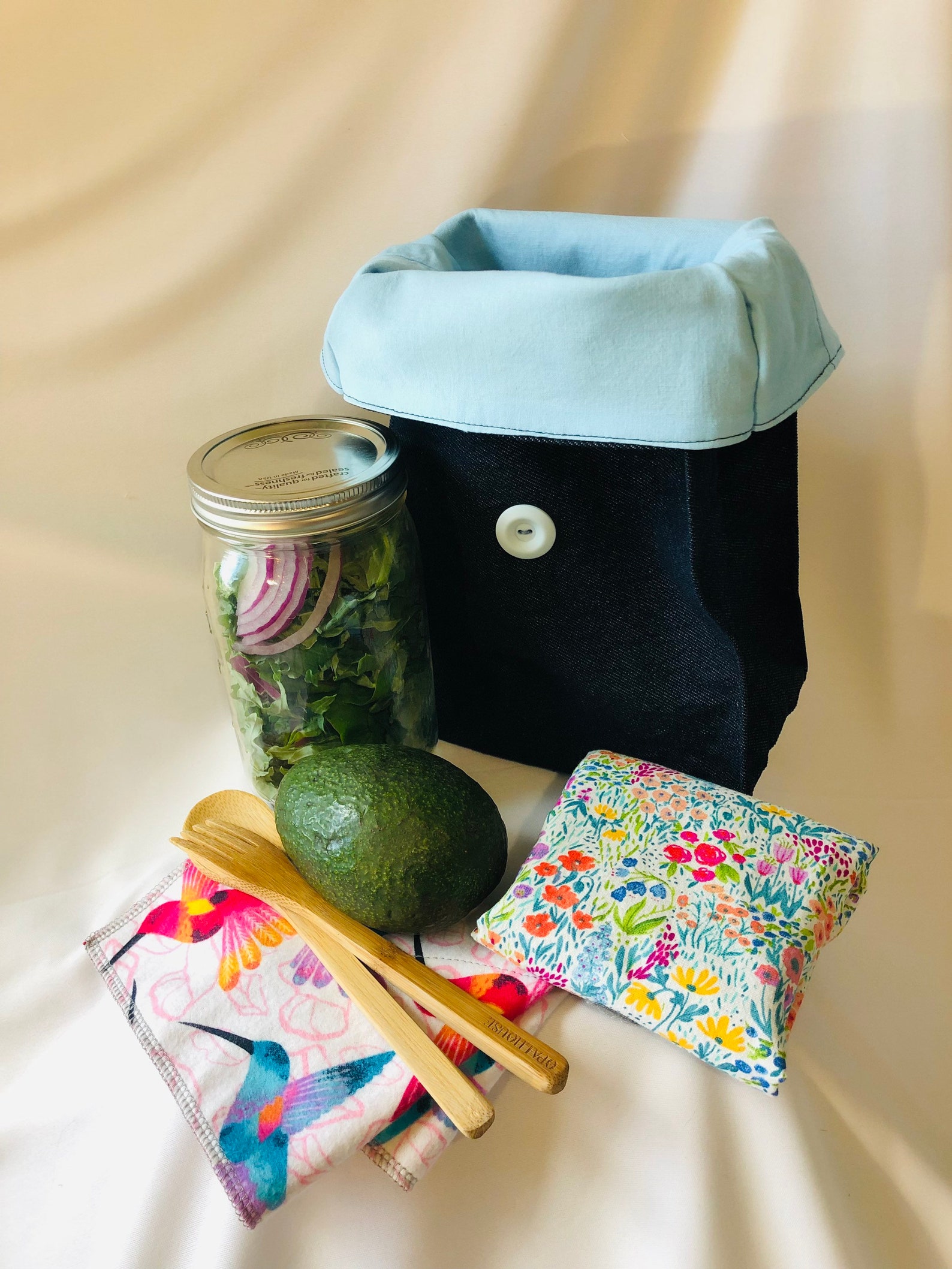 Denim & Light Blue Lunch Bag Sustainable Lunch Bag Food from Etsy
