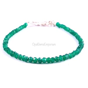 Natural Green Onyx Beads Bracelet, Green Onyx Faceted Rondelle Beads Bracelet, Green Onyx Bracelet 7 Inch, Handmade Jewelry, Gifted Jewelry
