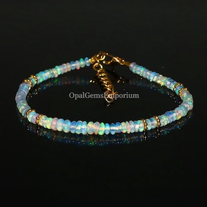 Natural Ethiopian Opal Bracelet, Opal Bracelet, Opal Beaded Bracelet, Gemstone Bracelet, AA++ Grade Opal, October Birthstone, Gifted Jewelry