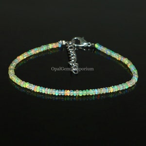 Natural Ethiopian Opal Bracelet, Opal Bracelet, Opal Beaded Bracelet, Gemstone Bracelet, AA++ Grade Opal, October Birthstone, Gifted Jewelry