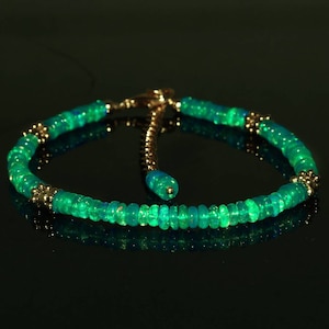 Pulsera De Ópalo Natural De 3 Mm De Cuentas Ajustables A Pulsera De Ópalo Natural De 3 Mm De Cuentas Ajustables A