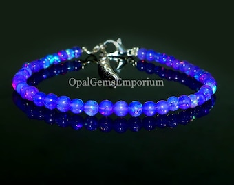 Natural Ethiopian Round Purple Opal Bracelet, Purple Opal Balls Bracelet, Purple Round Opal Bracelet, Gemstone Bracelet, Gifted Jewelry