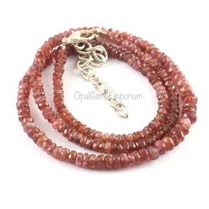 Natural Pink Tourmaline Gemstone Faceted Rondelle Beads Necklace 16 Inches, Pink Tourmaline Beads Necklace, Tourmaline Necklace