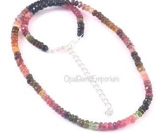 Multi Tourmaline Beads Necklace, Tourmaline Beads Necklace 16.5 Inches, Multi Tourmaline Necklace, Tourmaline Jewelry, Gift For Her #8070