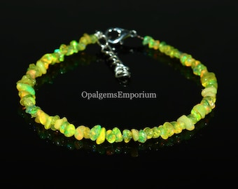Natural Ethiopian Opal Beads Gemstone Bracelet, Yellow Opal Chips Bracelet, Yellow Opal Uncut Bracelet, Yellow Opal Jewelry, Gifted Jewelry