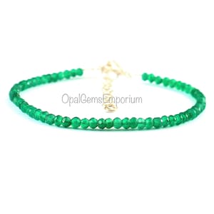 Natural Green Onyx Beads Bracelet, Green Onyx Faceted Rondelle Beads Bracelet, Green Onyx Bracelet 7 Inch, Handmade Jewelry, Gifted Jewelry