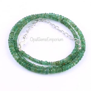 Natural Zambian Emerald Beaded Necklace, Emerald Beads Necklace, Emerald Gemstone, Emerald Rondelle Faceted bead Necklace, Gifted Jewelry