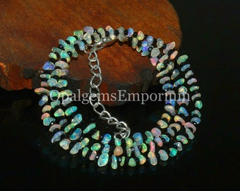 Genuine Opal Necklace, Fire Opal Beads Necklace, Black Spinel Beads Necklace, Opal Uncut Necklace, October Birthstone,Gemstone Opal Necklace