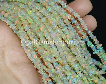 Natural Ethiopian Welo Fire Opal Uncut Beads Necklace, Opal Beads Necklace, Gemstone Necklace,Opal Uncut Chip Necklace Beads, Gifted Jewelry