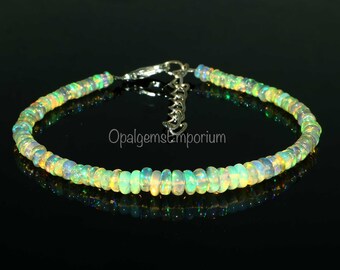 Natural Ethiopian Opal Bracelet, Fire Opal Beads Bracelet, Multi Fire Bracelet, Opal Jewelry, October Birthstone Bracelet, Gifted Jewelry