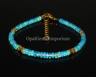 Ethiopian Opal Bracelet, Paraiba Opal Bracelet, Opal Beaded Bracelet, Gemstone Bracelet, October Birthstone Jewelry, Gifted Jewelry
