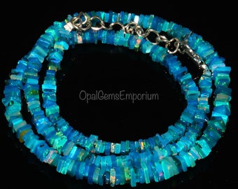 Ethiopian Opal Beads Necklace, Paraiba Opal Beads Necklace, Heishi Beads Necklace, Opal Necklace 18 Inches, Opal Jewelry, Gifted Jewelry