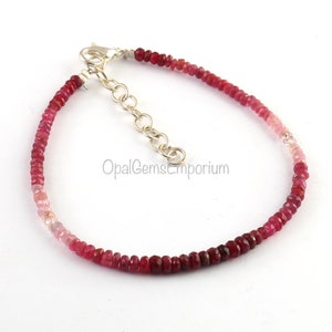 Bracelet de perles rubis nuancées de rubis naturel, Bracelet de perles de rubis non chauffées, Bracelet de perles rubis rondelles à facettes, Bracelet délicat, Bijoux pour cadeau