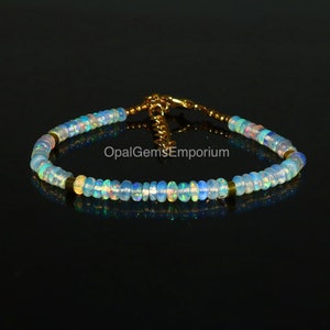 Natural Ethiopian Opal Bracelet, Opal Bracelet, Opal Beaded Bracelet, Gemstone Bracelet, AA++ Grade Opal, October Birthstone, Gifted Jewelry