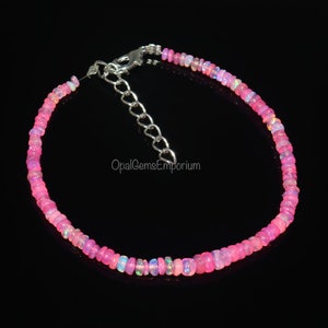 Natürliche rosa äthiopische Opal Perlen Armband, Opal Perlen Armband, Welo Feueropal Perlen 7 Zoll Armband, rosa Opal Armband, begabter Schmuck
