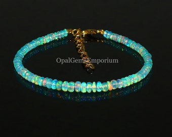 Ethiopian Opal Bracelet, Paraiba Opal Bracelet, Opal Beaded Bracelet, Gemstone Bracelet, October Birthstone Jewelry, Gifted Jewelry