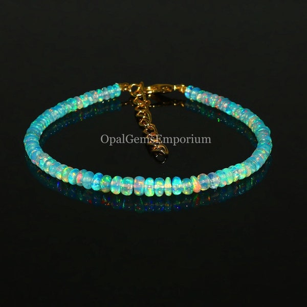 Ethiopian Opal Bracelet, Paraiba Opal Bracelet, Opal Beaded Bracelet, Gemstone Bracelet, October Birthstone Jewelry, Gifted Jewelry