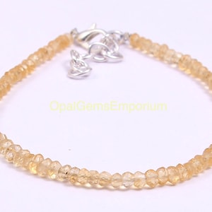Natural Citrine Beaded Bracelet, Citrine Beads Bracelet, Citrine Faceted Beads Bracelet 7 Inches, November Birthstone, Gifted Jewelry