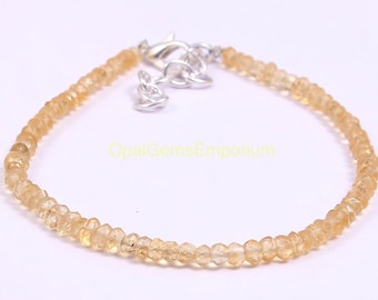 Natural Citrine Beaded Bracelet, Citrine Beads Bracelet, Citrine Faceted Beads Bracelet 7 Inches, November Birthstone, Gifted Jewelry