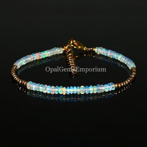 Natural Ethiopian Opal Bracelet, Opal Bracelet, Opal Beaded Bracelet, Gemstone Bracelet, AA++ Grade Opal, October Birthstone, Gifted Jewelry