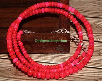 Genuine Ethiopian Opal Necklace, Hot Pink Opal Beads Necklace, Gift for her, Opal Beads Necklace 16 Inch, Birthstone Jewelry, Gifted Jewelry