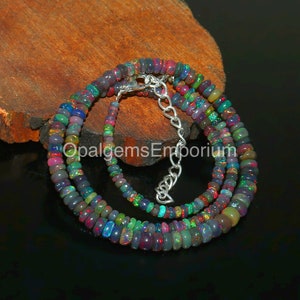 Genuine Black Opal Necklace, Fire Black Opal Necklace, Opal Jewelry, Gift For Her, Handmade Black Opal Necklace, October Birthstone Necklace