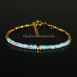 Natural Ethiopian Opal Bracelet, Opal Bracelet, Opal Beaded Bracelet, Gemstone Bracelet, AA++ Grade Opal, October Birthstone, Gifted Jewelry