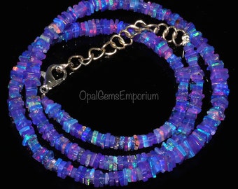 Ethiopian Purple Opal Necklace, Levender Opal Necklace, Heishi Beads Necklace, Opal Necklace 18 Inch, Opal Jewelry, Gifted Jewelry