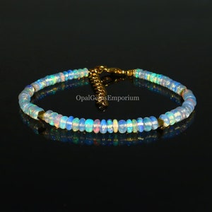 Natural Ethiopian Opal Bracelet, Opal Bracelet, Opal Beaded Bracelet, Gemstone Bracelet, AA++ Grade Opal, October Birthstone, Gifted Jewelry