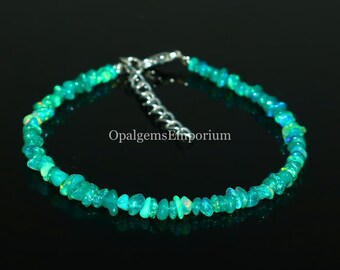 Natural Ethiopian Opal Beads Gemstone Bracelet, Green Opal Chips Bracelet, Opal Uncut, Green Opal Jewelry, Gifted Jewelry, Opal  Bracelet